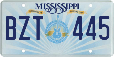 MS license plate BZT445