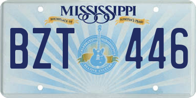 MS license plate BZT446