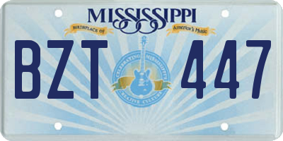 MS license plate BZT447