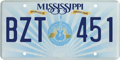 MS license plate BZT451