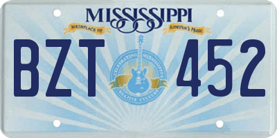 MS license plate BZT452