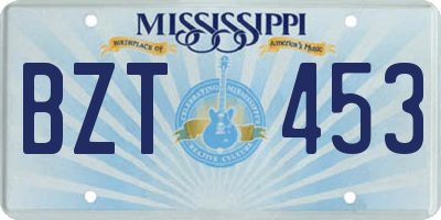 MS license plate BZT453