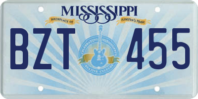 MS license plate BZT455
