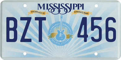 MS license plate BZT456
