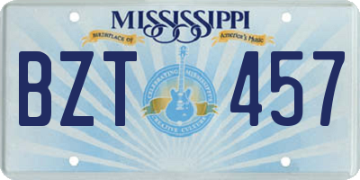MS license plate BZT457