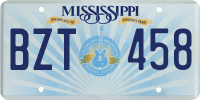 MS license plate BZT458