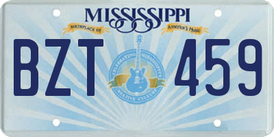MS license plate BZT459