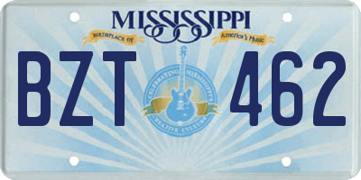 MS license plate BZT462