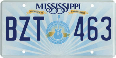 MS license plate BZT463