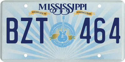 MS license plate BZT464