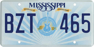 MS license plate BZT465