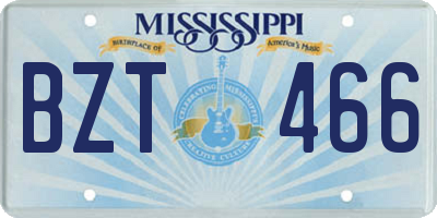 MS license plate BZT466