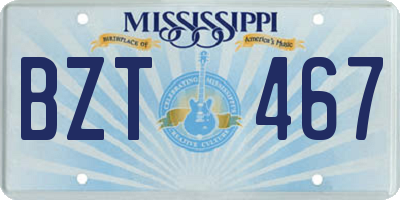 MS license plate BZT467