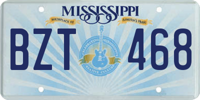 MS license plate BZT468