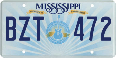 MS license plate BZT472