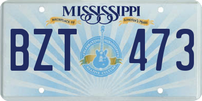 MS license plate BZT473