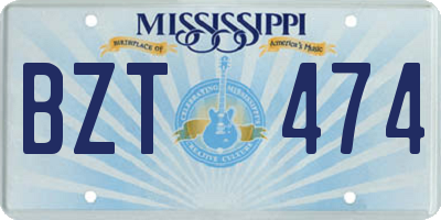 MS license plate BZT474