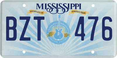 MS license plate BZT476