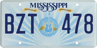 MS license plate BZT478