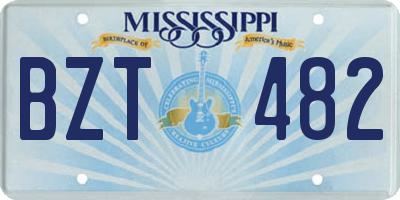 MS license plate BZT482