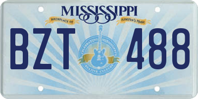MS license plate BZT488