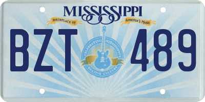 MS license plate BZT489