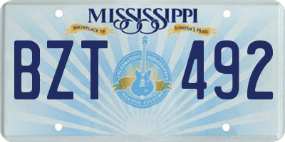MS license plate BZT492
