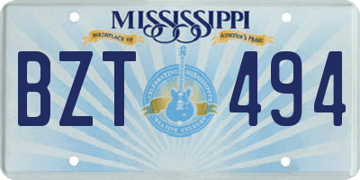 MS license plate BZT494