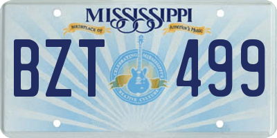 MS license plate BZT499