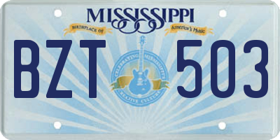 MS license plate BZT503