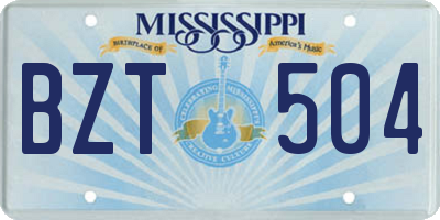 MS license plate BZT504