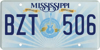 MS license plate BZT506