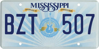 MS license plate BZT507