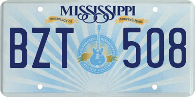 MS license plate BZT508