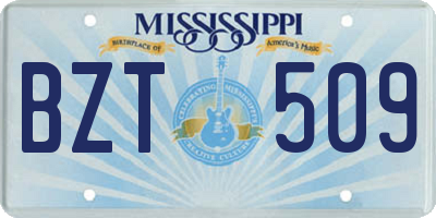 MS license plate BZT509
