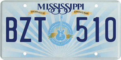 MS license plate BZT510