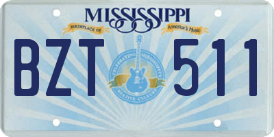 MS license plate BZT511