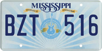 MS license plate BZT516