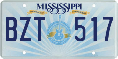 MS license plate BZT517