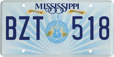 MS license plate BZT518
