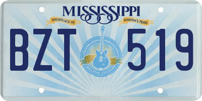 MS license plate BZT519