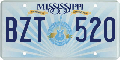 MS license plate BZT520