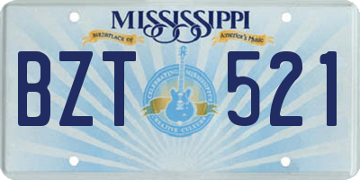 MS license plate BZT521