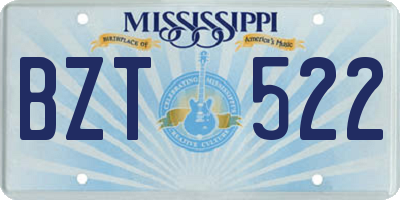 MS license plate BZT522