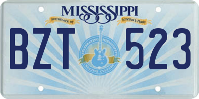 MS license plate BZT523
