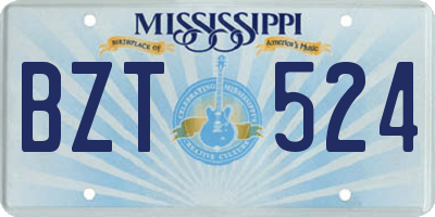 MS license plate BZT524