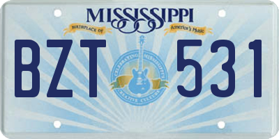 MS license plate BZT531