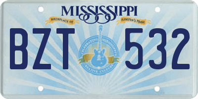 MS license plate BZT532