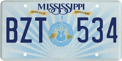 MS license plate BZT534