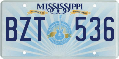 MS license plate BZT536